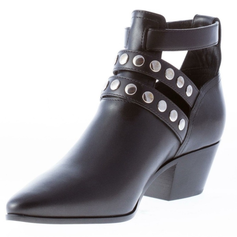 Saint Laurent Black Ankle Boots with Silver Studs